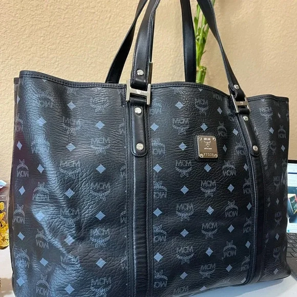 MCM Jumbo Black Visetos Tote